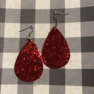 Red glitter earrings
